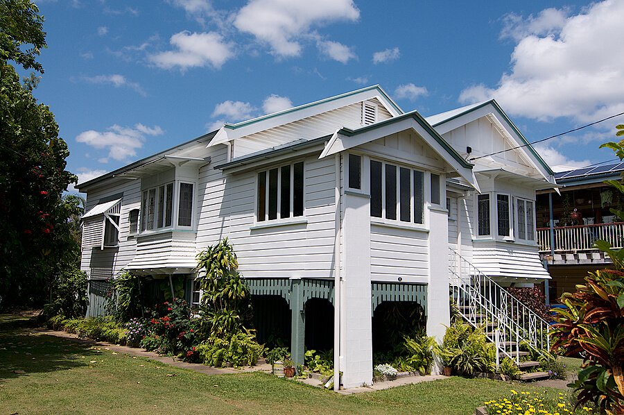 A white Queenslander house in Brisbane