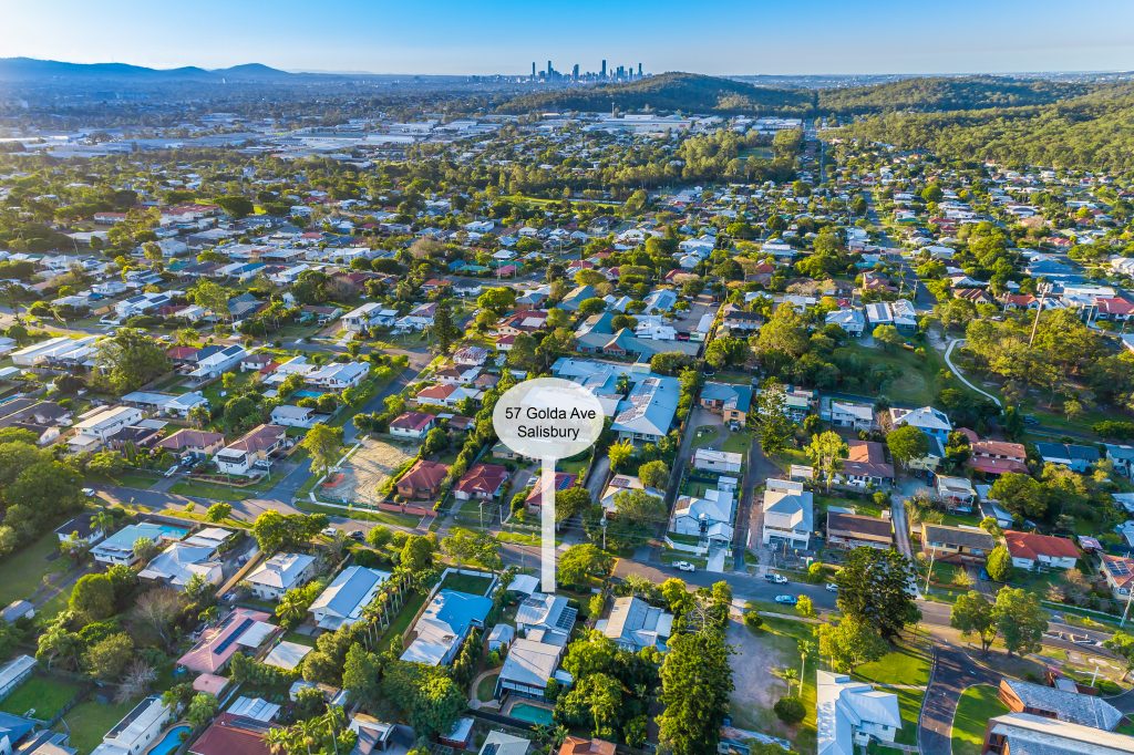 An arial view of a large neighbourhood outside of brisbane.