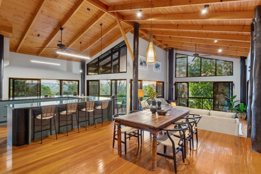 Beautiful wooden detailed interior of a Brisbane living room