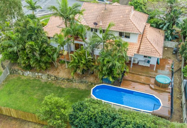 Arial view of home and pool