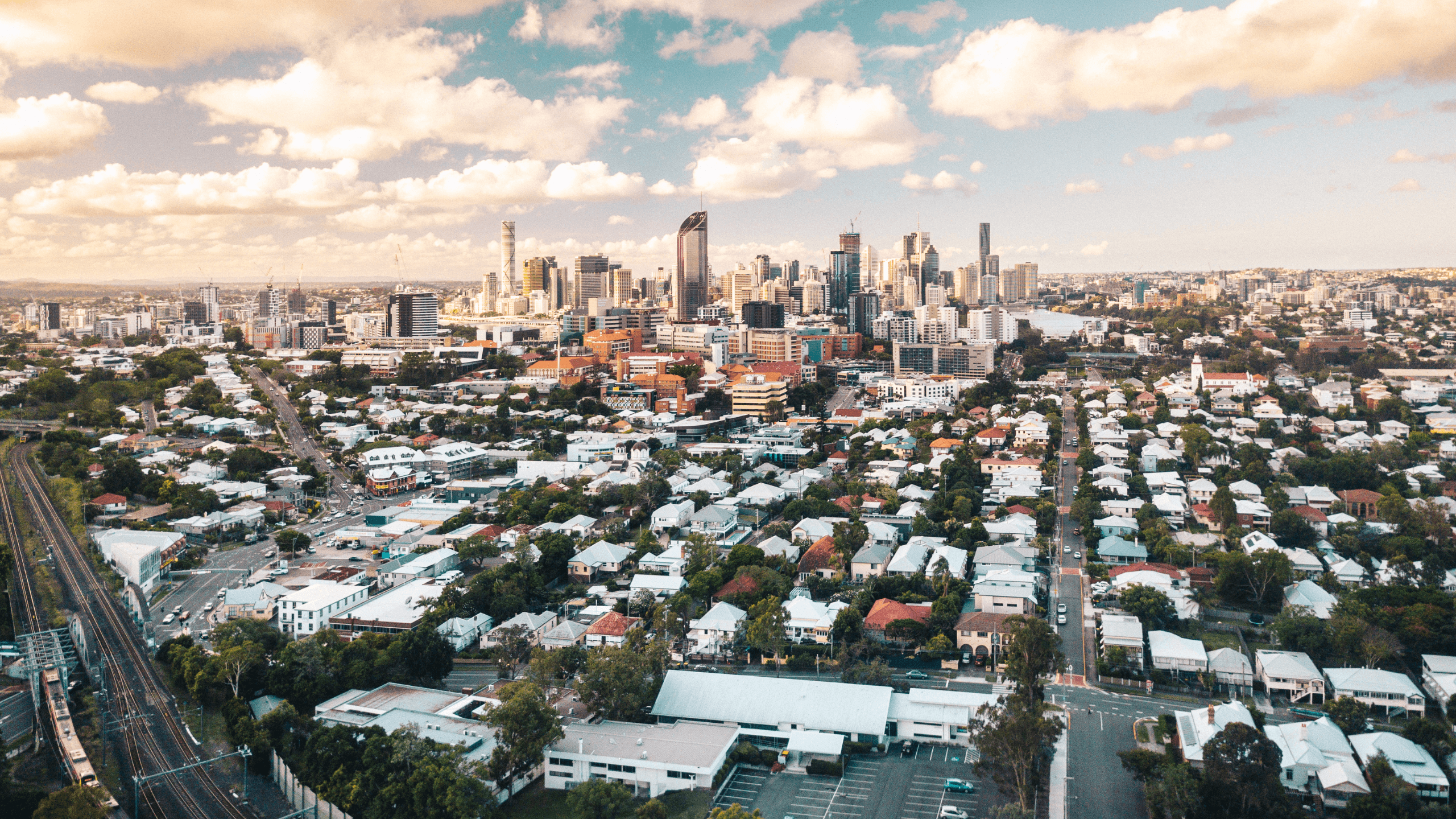 an aerial view of the city of brisbane, australia