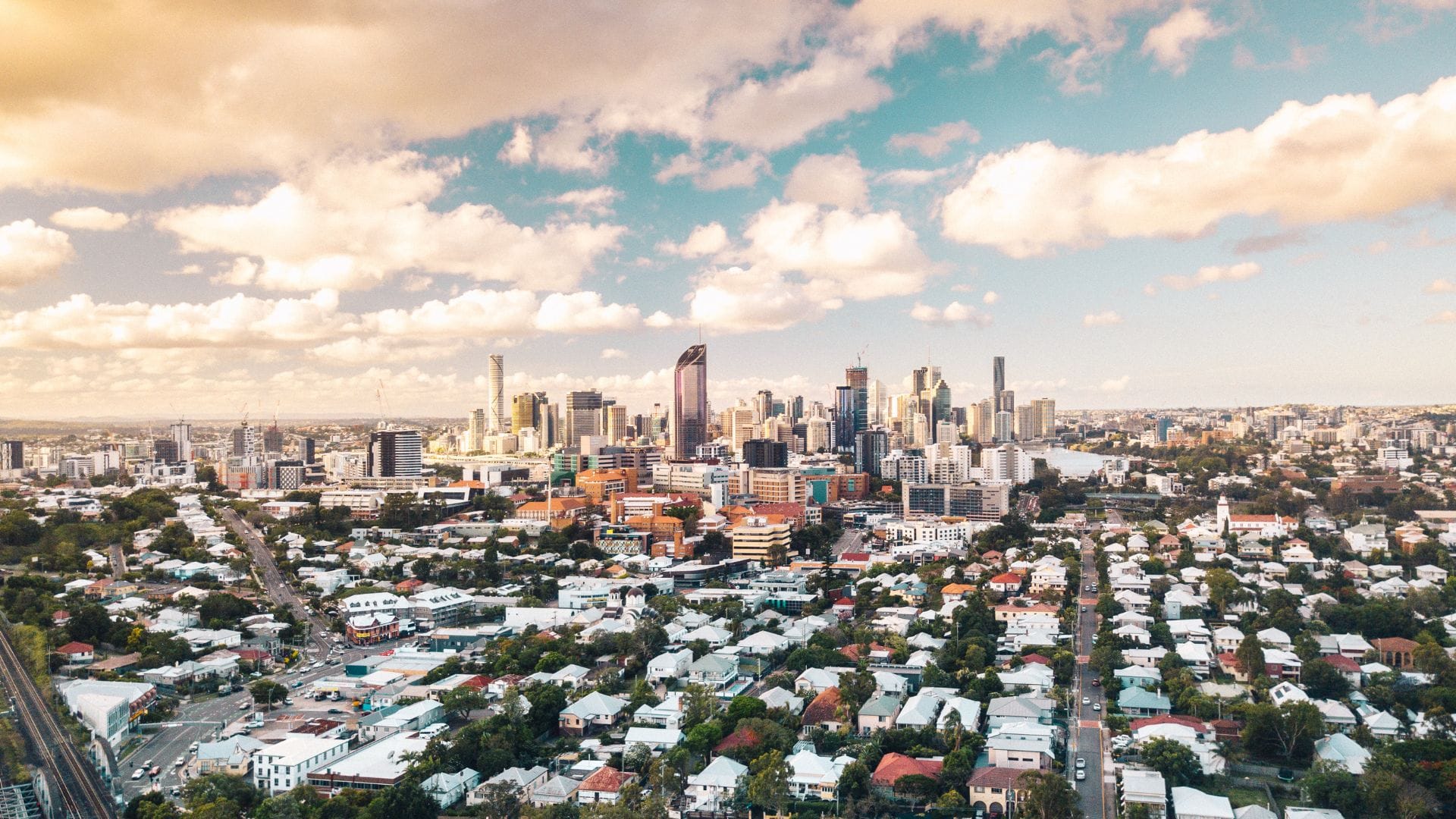 drone image of the city of Brisbane